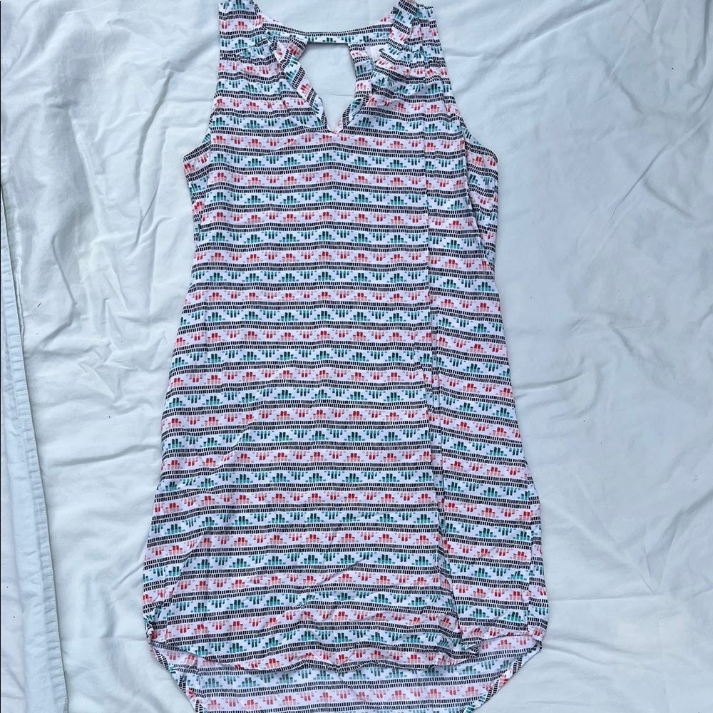 Old Navy Striped Keyhole Tank Dress with Red and Green Accents